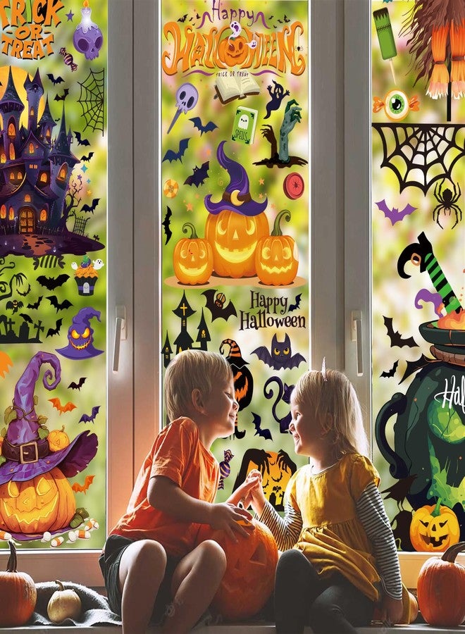 FCZon Star 9 Sheets Halloween Window Clings Decals for Party Decoration, Reusable Double Side Halloween Window Stickers, Indoor & Outdoor Home Decor,Ghosts, Pumpkins, Bats and Other Elements - Image 2
